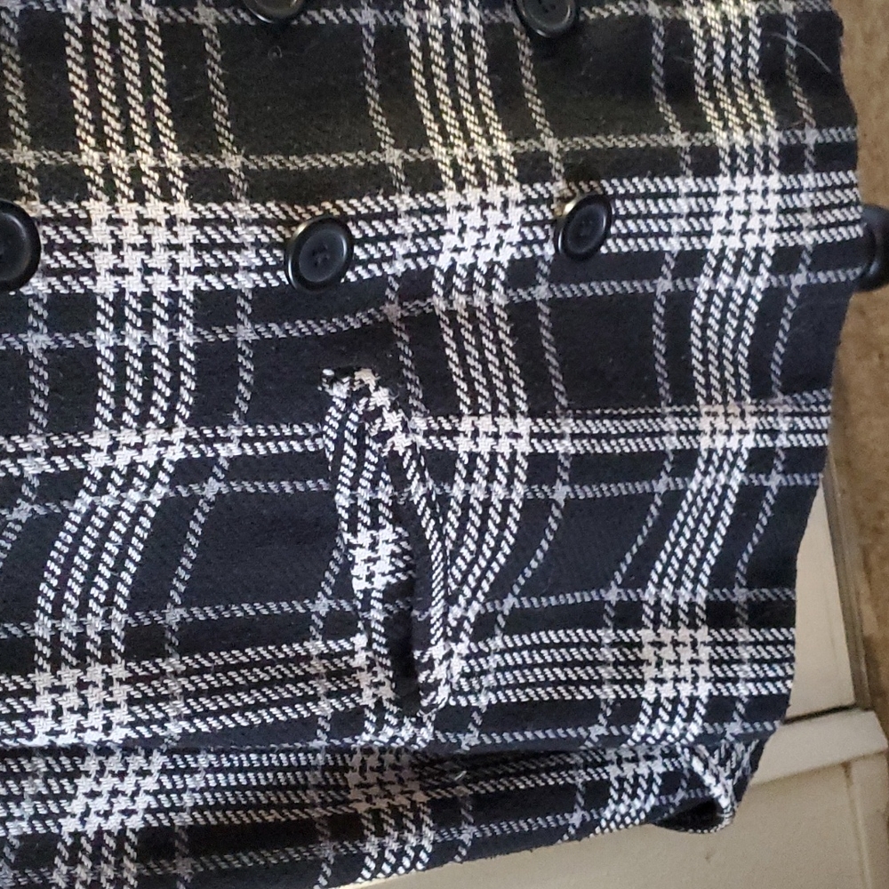 Torrid Black Houndstooth Plaid Double-Breasted Pea Coat - Picture 6 of 12